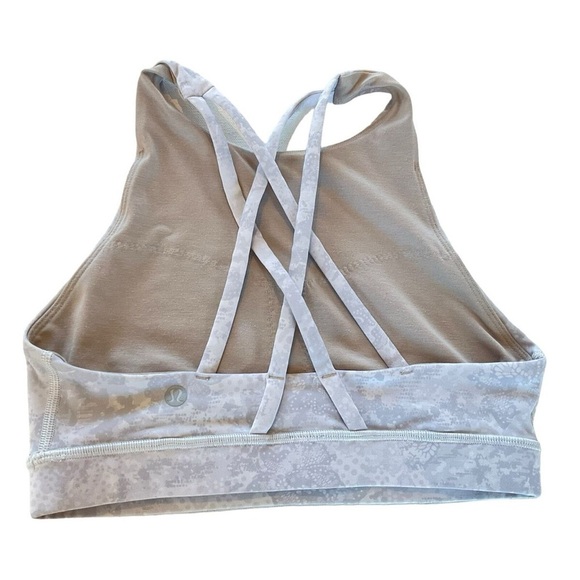 Lululemon Energy Sports Bra Women’s 4 High Neck Workout Top Luxtreme Grey Oasis - Picture 2 of 7
